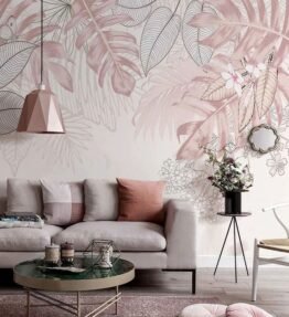 Pink Tropical Leaves Wallpaper